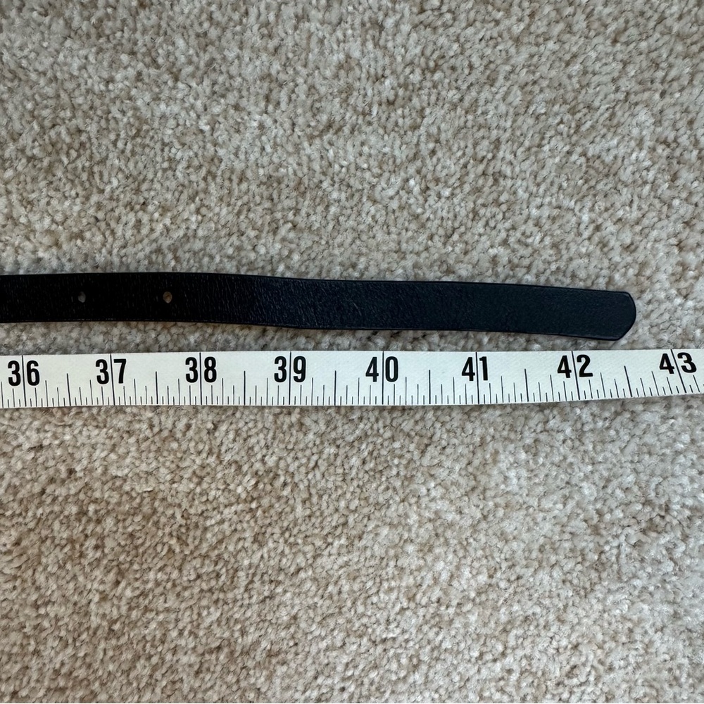 Ann Taylor Med Black Leather Belt with Gold Accent - Picture 3 of 5